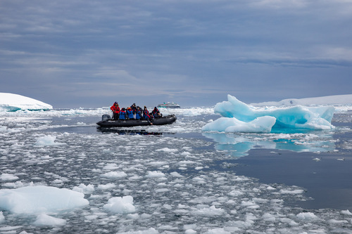Zodiac Cruising, Charcot Island, Antarctica, Pia Harboure